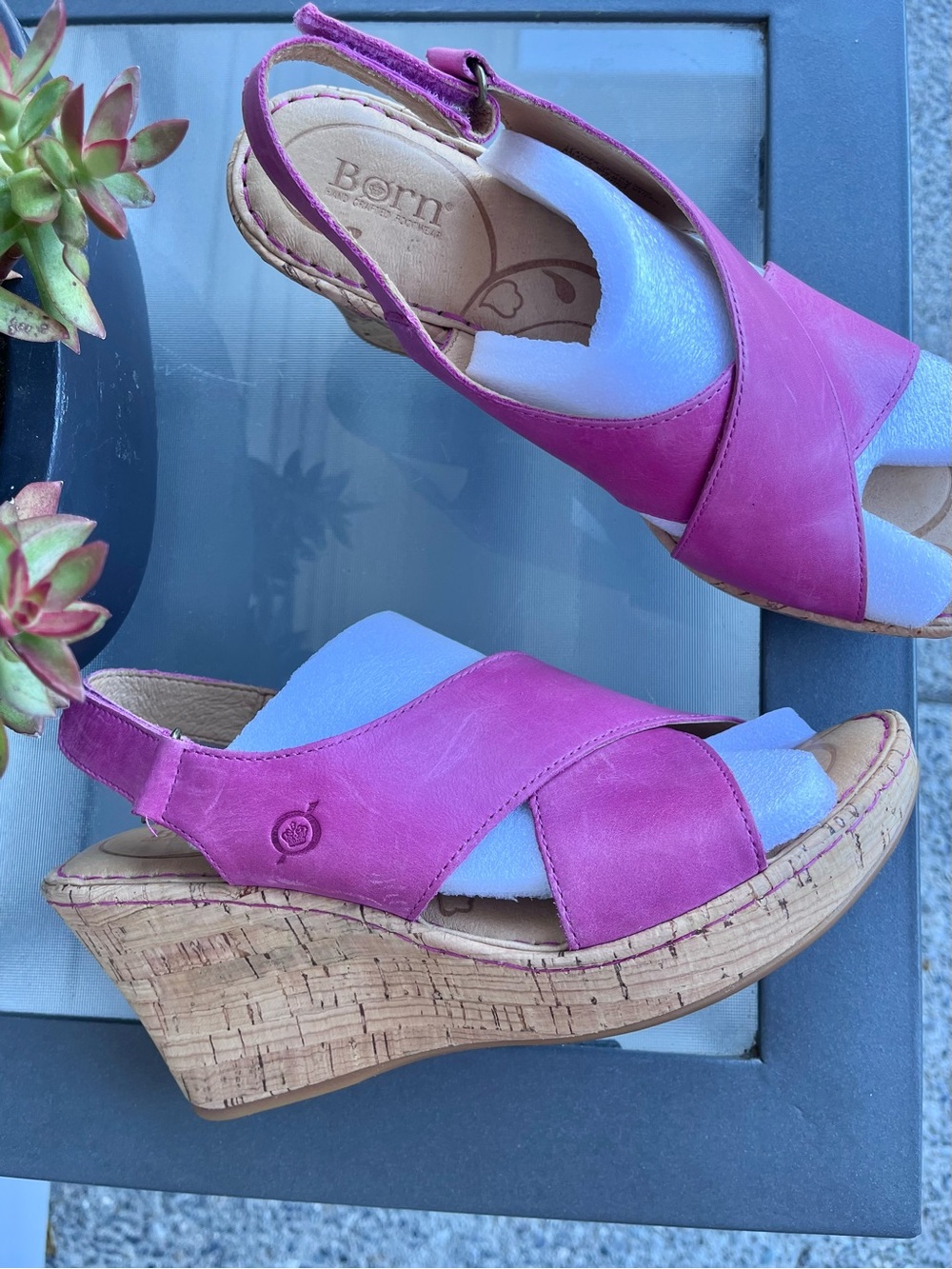 Born Pink Leather Henning Sandal with Cork Platform